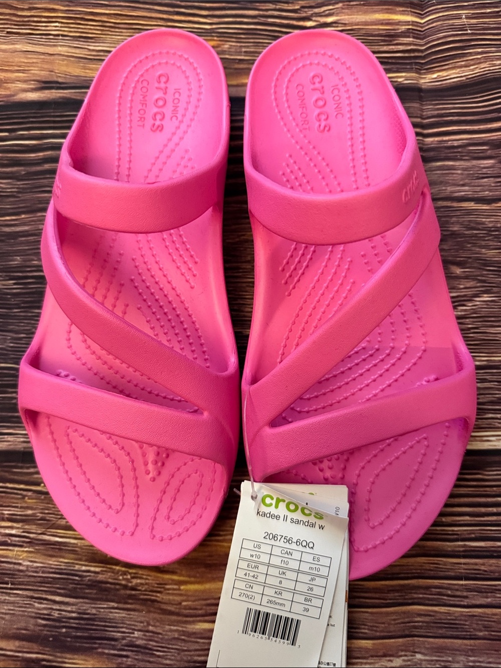 Crocs Womens Pink Slip-On Comfort Kadee Sandals - Picture 3 of 4